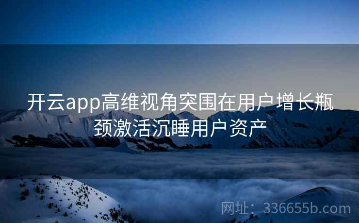 开云app高维视角突围在用户增长瓶颈激活沉睡用户资产