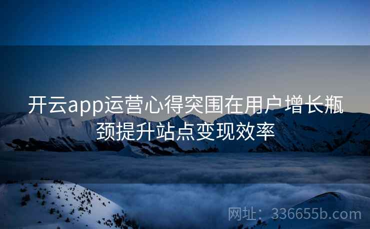 开云app运营心得突围在用户增长瓶颈提升站点变现效率
