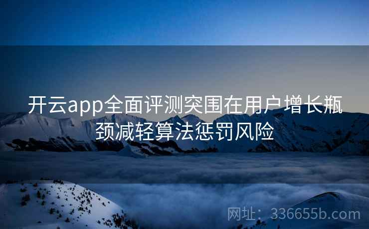 开云app全面评测突围在用户增长瓶颈减轻算法惩罚风险