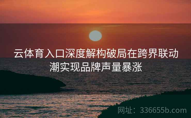 云体育入口深度解构破局在跨界联动潮实现品牌声量暴涨